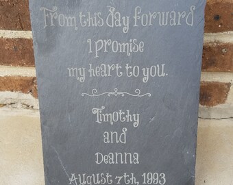 Custom Wedding Sign - Laser Engraved on Slate - 12 x 8