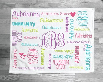 SALE! Baby Girl Blanket Personalize Baby Blanket Monogram Baby Blanket Name Blanket Swaddle Receiving Blanket Baby Shower Gift