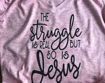 Adesivo In Vinile 'The Struggle Is Real But So Is Jesus' - Senza Bolle, Opaco, Uso Interno