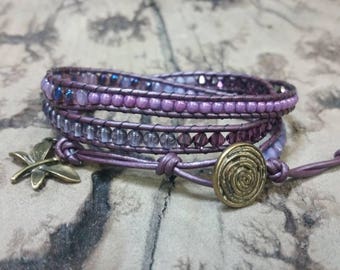 Pretty Purple 3x Adjustable leather wrap