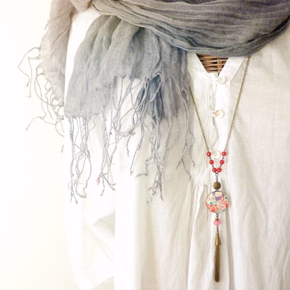 Liberty necklace, Tassel necklace, Long boho necklace, Liberty jewelry, Long tassel necklace, Free shipping Canada, Boho jewelry, Liberty