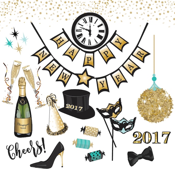 Download New Year's Eve Gold Vector Graphics Clipart Collection