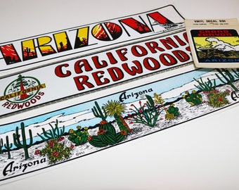 Set of vintage vinyl decals Arizona and California Redwoods