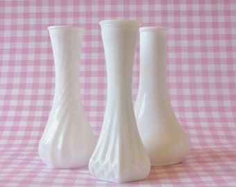 Three Milk Glass Florist Vases