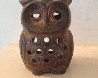 Vintage Owl Ceramic Owl light holder candle holder Germany 70s