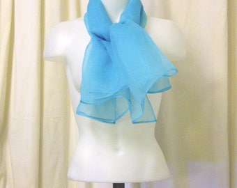 1950's Style Scarf, Oversize Hair Scarf, Neck Scarf, Poodle Scarf, Head Wrap in Sheer Turquoise Nylon Organza