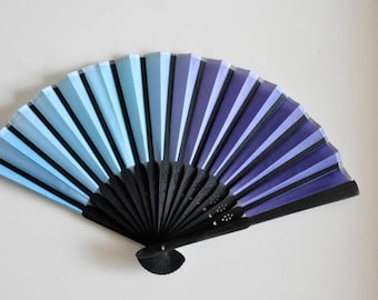 Small 6" Blue Hand Fan -Handheld Folding Fan, Japanese Hand Fan ,men hand fan,boys hand fan ,folding fan