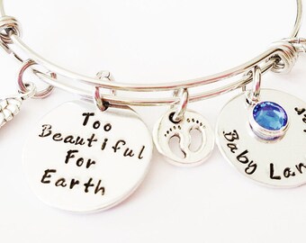 Memorial Bracelet - Too Beautiful For Earth Bracelet, Remembrance Jewelry, Child Loss Jewelry, Mom of An Angel Jewelry, Sympathy Gift