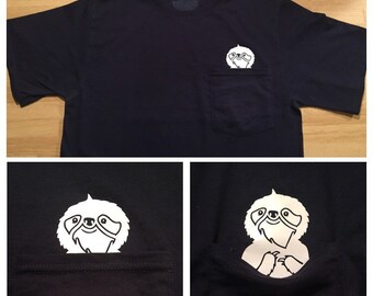 Sloth Middle Finger Pocket T Shirt