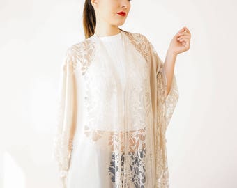 Cream Kimono Lace Kimono Boho Kimono Fringe Kimono Festival Kimono Floral Kimono Robe Kimono Cardigan Kimono JacketInspirational/ KIMONO