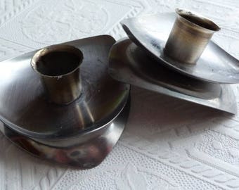 Vintage Candle Holder,Vintage Avon,Stainless Steel,Candle Holders,Set of Two,Home Decor,Collectible,Unique Home Decor,Lighting,Silver Metal