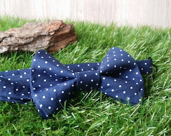 Bow tie Blue Navy polka dots