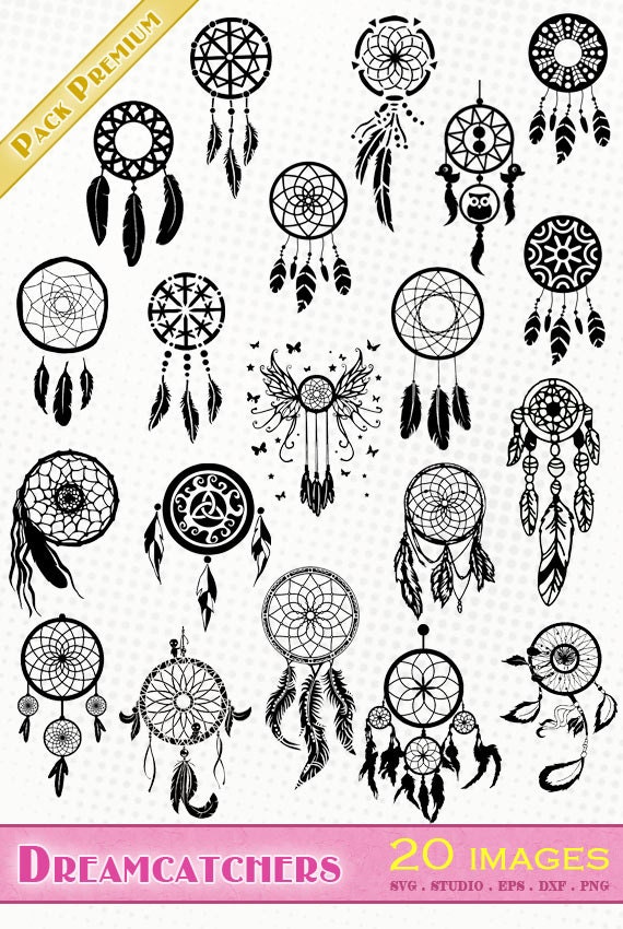 Download Dreamcatchers 20 svg/dxf/eps/studio/png Silhouettes