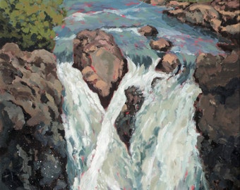 Flow, Original painting Glencoe Falls, Glencoe, Scottish Highlands, Scotland, waterfall, Scottish scenery, stunning view, , Highlands