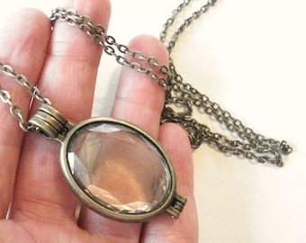 Glass Locket Necklace Vintage Beveled Glass Locket Glass Picture Locket Locket Jewelry Heirloom Locket
