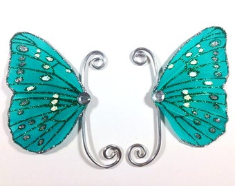 Blue Green Fairy Earwings Ear Wings Earcuffs Fairy Wings Butterfly Wings Costume Wings