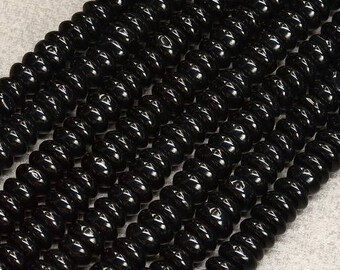 10 glass Black 6 x 6 x 3 mm rondelle beads