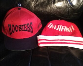 Indiana Hoosiers pair of hats/sock snapback/80's/University/Bloomington/Bob Knight/basketball/tailgate/alumni/Christmas gift/Santa