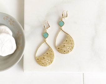 Turquoise Chandelier Earrings. Dangle Earrings. Statement Earrings. Jewelry Gift. Modern Fashion Drop Earrings. Chandelier Earrings Gift.