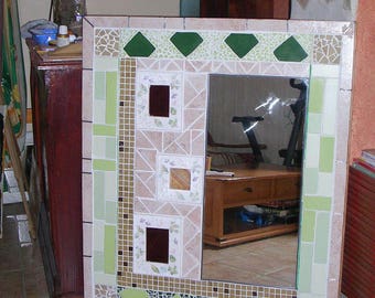 PHOTO-mosaic of tile - earthenware - stained glass - mirror - picture frame