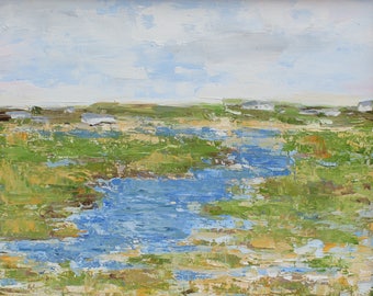 Salt Marsh, Nantucket- Palette Knife Oil Painting