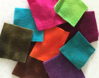 Wool Felt Scraps, Felted Wool Scraps, Wool Fabric, hand dyed wool