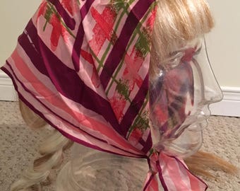 Vintage Vera Neumann Beautiful Pink Geometric Scarf
