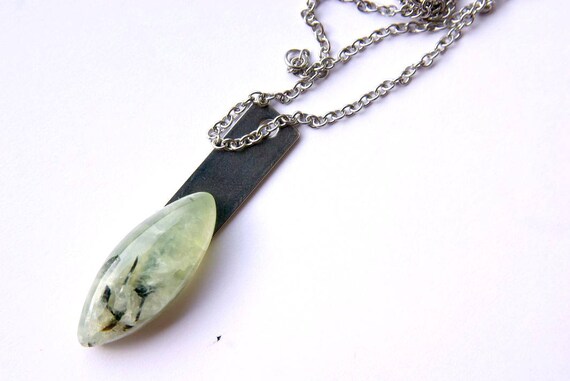 Prehnite Pendant, Prehnite Jewelry, Sterling Silver Chain, Prehnite Necklace, Prehnite Gemstone, Crystal healing