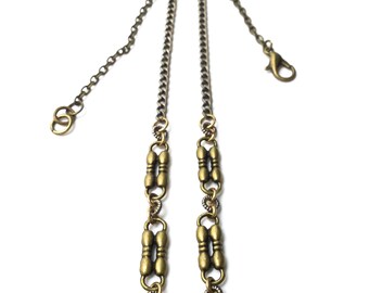 SALE Brass Chain Necklace - antique brass necklace, rustic necklace, mixed metal bronze necklace, handmade gypsy jewelry