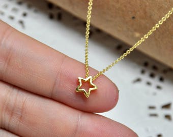 Mini Gold Star Necklace Little Star Necklace Tiny Star Necklace Gold Star Jewelry Dainty Star Necklace