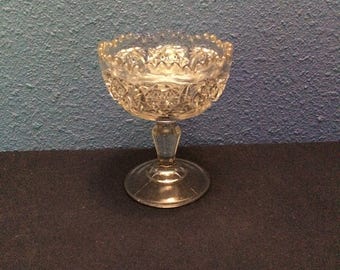 Vintage Pressed Glass Pedestal Bowl
