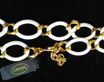 White enamel chain necklace