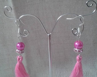 Earrings "pink tassel"