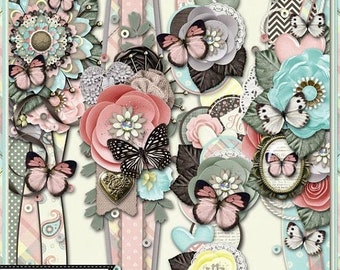 On Sale 50% Mom 12 inch Page Borders Embellishments Kit for Digital Scrapbooking, Mother's Day