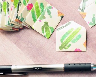 Tiny Cactus Love Notes // Set of 10 // Blank Cards // Tiny Note Cards // Desert // Succulent // Ephemera // Decoration // Scrapbooking
