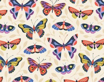 Fabric Remnant - Butterfly in Bloom - Cloud 9 Organics - 27"x4"