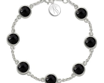 Black Onyx Bracelet, 925 Sterling Silver. , color black, weight 7.2g, #46635