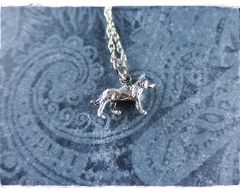 Silver Wolf Necklace - Antique Pewter Wolf Charm on a Delicate Silver Plated Cable Chain or Charm Only
