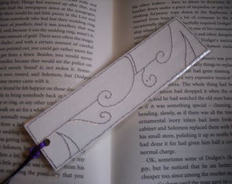 Floral bookmark, Laminated Abstracted Floral Stitched Bookmark