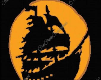 Ghost Pirate Ship Graphgan 250x333***PATTERN ONLY***PDF File***Crochet Tunisian