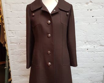 1970s Mansfield brown winter coat. UK size 10