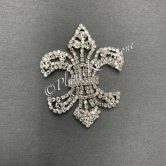 Silver Fleur De Lis Rhinestone Applique #AS-14