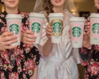Starbucks Bridesmaid Gift, Bridal Shower Gift, Bridesmaid Proposal Gift, Personalized Starbucks Cup, Wedding Party Gift, Bridal Party Gift