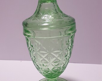 8 inch Vaseline glass candy dish