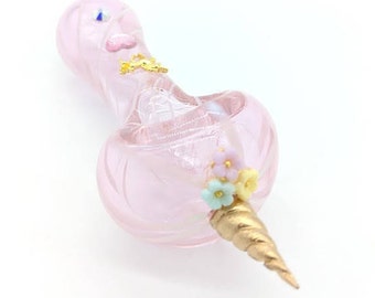 The Unicorn Pipe, Glass Spoon Pipe, Custom Glass Pipe, Smoking Pipe