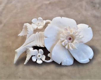 Carved Bone Brooch