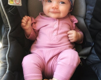 Baby girl clothing, baby girl romper, baby play suit, toddler girl romper, baby romper, baby ruffle romper, pink romper