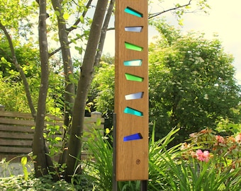gardensculpture of wood and glass