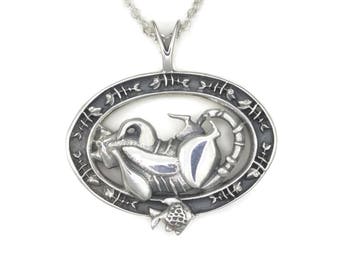 Sterling Silver Tabby Cat Necklace, Silver Tabby Cat Pendant, Donna Pizarro, Animal Whimsey Collection, Fine Tabby Cat Jewelry