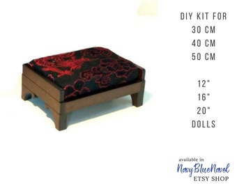 Footstool for 30/40/50cm 12"/16"/20" doll PRE-ORDER diy doll furniture ottoman pouffe kit dollhouse pouffe self assembly laser cut unpainted